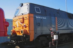 BaneDanmark, MZ 1419. Photographed in Odense, 14. August 2004.  The MZ class (type I and II) was purchased for DSB (Danish State Railway) from 1967 to 1970 in a number of 26. Only a few of these lokomotives remain in service by DSB - most are now sold to other companies - like this one sold to Banedanmark in 2002, where it is used for work trains. Built by NOHAB and Frichs. Dieselelectric. Co'Co'. 2270 kW - 3300 hp. Max speed 143 km/h - 89 mph. Length 20 800 mm. Weight 116,5 metric tonnes.Odense, 14. August 2004